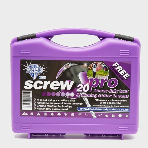Screw Tent Pegs - 20 Pack - Purple, Purple