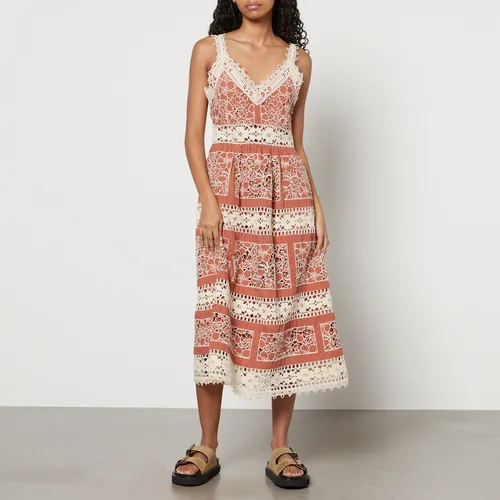 Sea New York Joah Guipure Lace and Cotton Sleeveless Midi Dress - US 6/