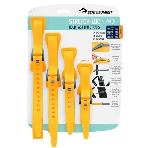 Sea to Summit Stretch-Loc TPU Straps (4 Pack) 20mm: Yellow Colour: Yel