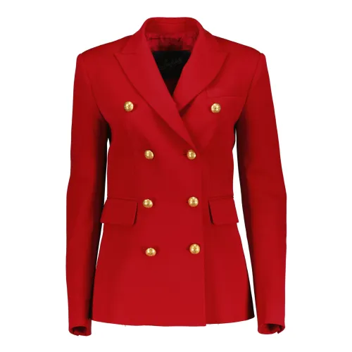 Seafarer , Red Double Breasted Stretch Wool Blazer ,Red female, Sizes: