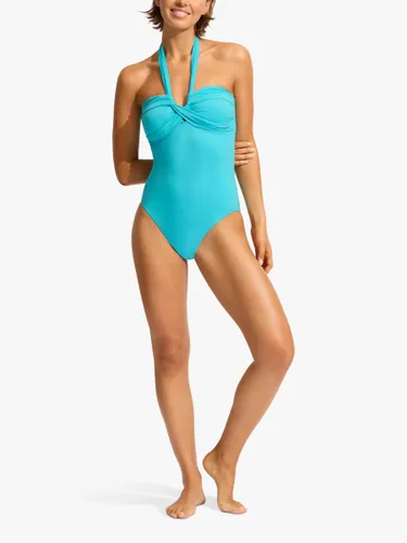 Seafolly Collective Halterneck Bandeau Swimsuit - Atoll Blue - Female