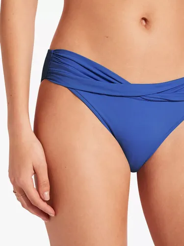 Seafolly Plain Twist Band Hipster Bikini Bottoms - Azure - Female