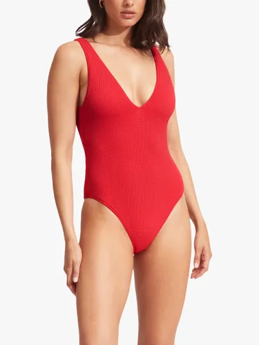 Seafolly Sea Dive Deep V-Neck One Piece Swimsuit - Chilli Red - Female