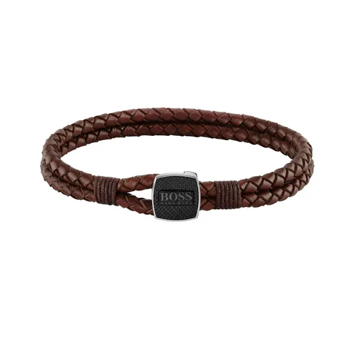 Seal Brown Leather & Stainless Steel Bracelet