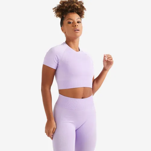 Seamless Short-sleeved Cropped Fitness T-shirt - Purple