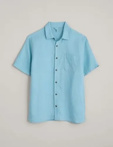 Seasalt Cornwall Mens Pure Linen Shirt - XXL - Blue, Blue,Orange