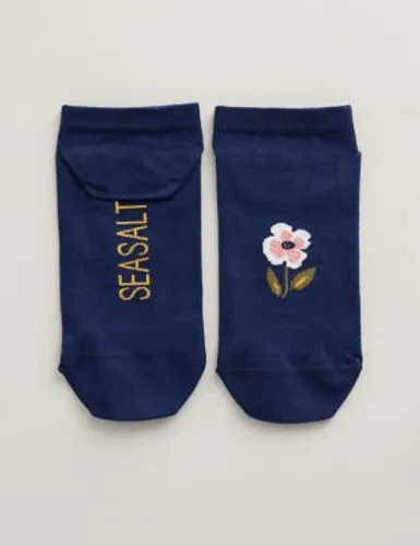 Seasalt Cornwall Womens Floral Trainer Socks - Navy Mix, Navy Mix