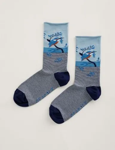 Seasalt Cornwall Womens Patterned Ankle Socks - Navy Mix, Navy Mix