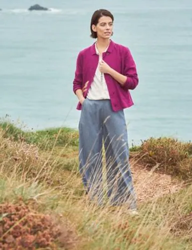 Seasalt Cornwall Womens Pure Linen Collared Short Jacket - 10 - Pink, Pink