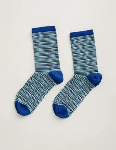 Seasalt Cornwall Womens Striped Socks - Blue Mix, Blue Mix