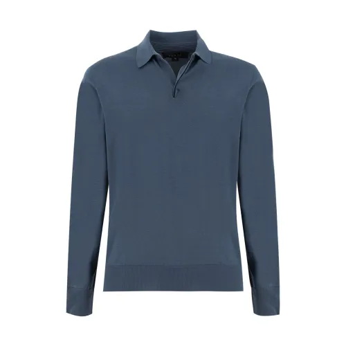 Sease , Slim Fit Long Sleeve Wool Polo ,Blue male, Sizes: