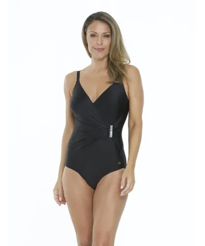 Seaspray Womens 12-2112 Just Colour Plain Long Length Swimsuit - Black