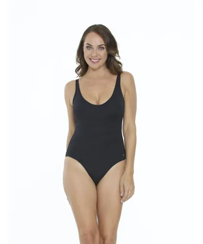 Seaspray Womens 33-2086 Just Colour Plain Diagonal Seam Swimsuit - Black
