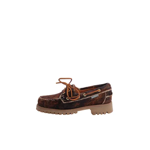 Sebago , Brown Leather Flat Shoes ,Brown female, Sizes: