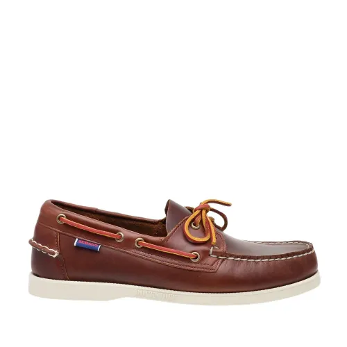 Sebago , Brown Leather Moccasin ,Brown male, Sizes: