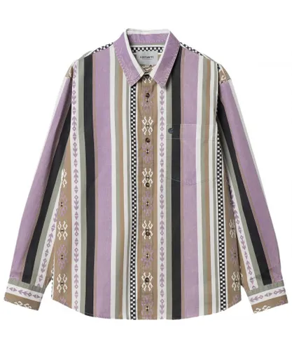 Secret Label Mens Long Sleeve Coba Stripe Shirt - Lilac Cotton