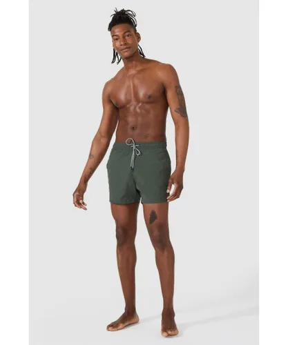 Secret Label Mens Plain Swim Shorts - Khaki Nylon