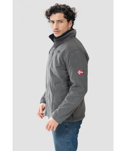 Secret Label Mens Zip Front Fleece Jacket - Grey
