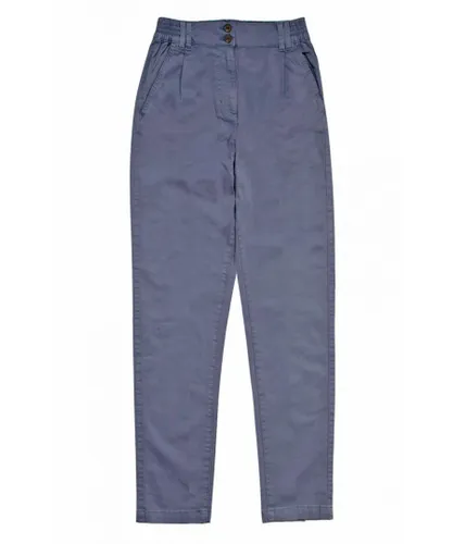 Secret Label Womens Elastic Waist Chino Trousers - Blue Cotton