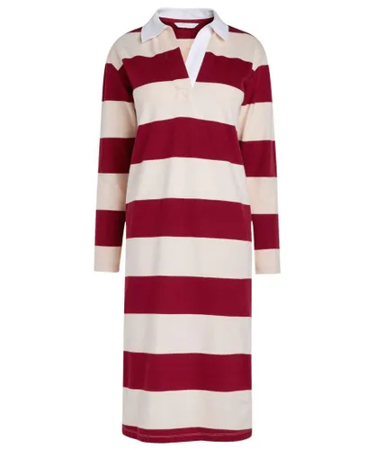 Secret Label Womens Striped Polo Dress - Dark Red Cotton