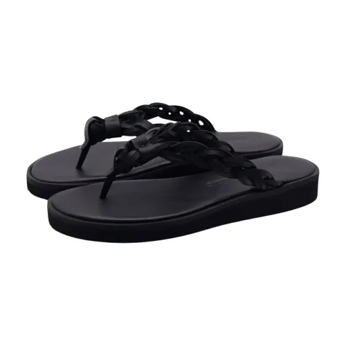 See by Chloé , Black Pompoms Sandals with Braided Leather Straps ,Black female, Sizes: