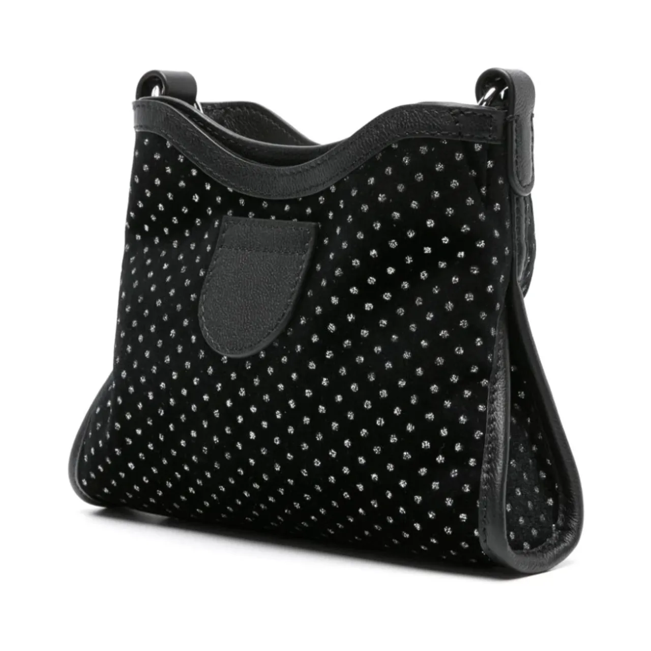 See by Chloé , Black Velvet Glitter Detailing Shoulder Bag ,Black female, Sizes: ONE SIZE