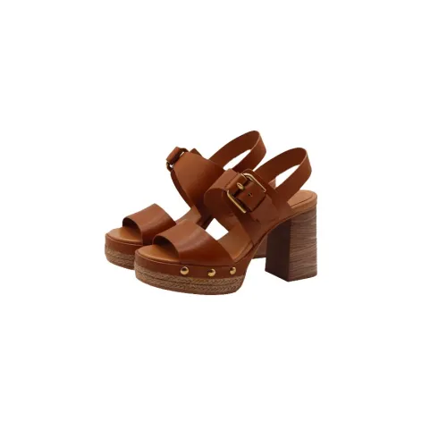 See by Chloé , Brown Clog Sandals with Adjustable Strap ,Brown female, Sizes: