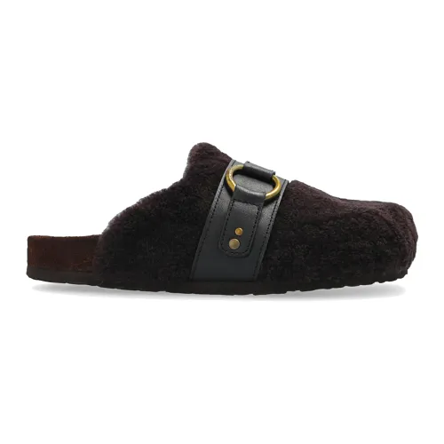 See by Chloé , Brown Faux Fur Slides for Women ,Brown female, Sizes: