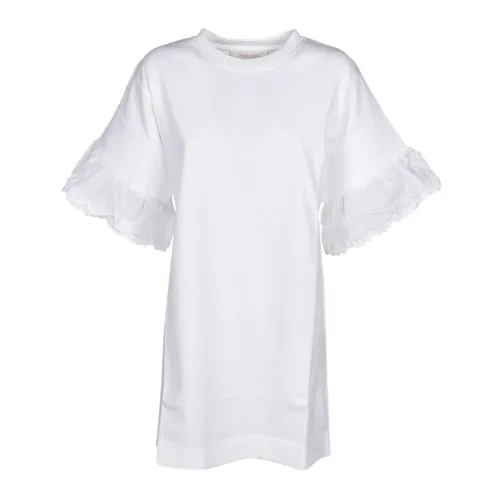 See by Chloé , Butterfly T-Shirt Dress ,White female, Sizes:
