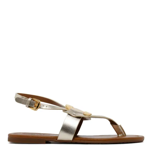 See by Chloé , Chany Metallic Sandals ,Gray female, Sizes: