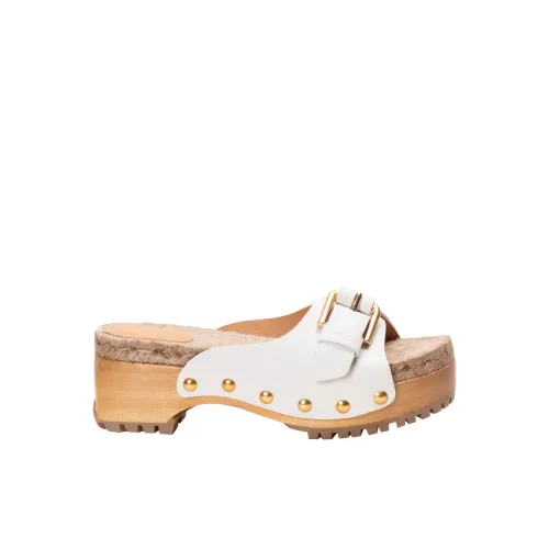 See by Chloé , Joline Mules - White Cord and Leather Mule Clogs ,White female, Sizes: