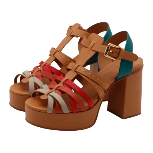 See by Chloé , Multicolored High Heel Sandals ,Brown female, Sizes: