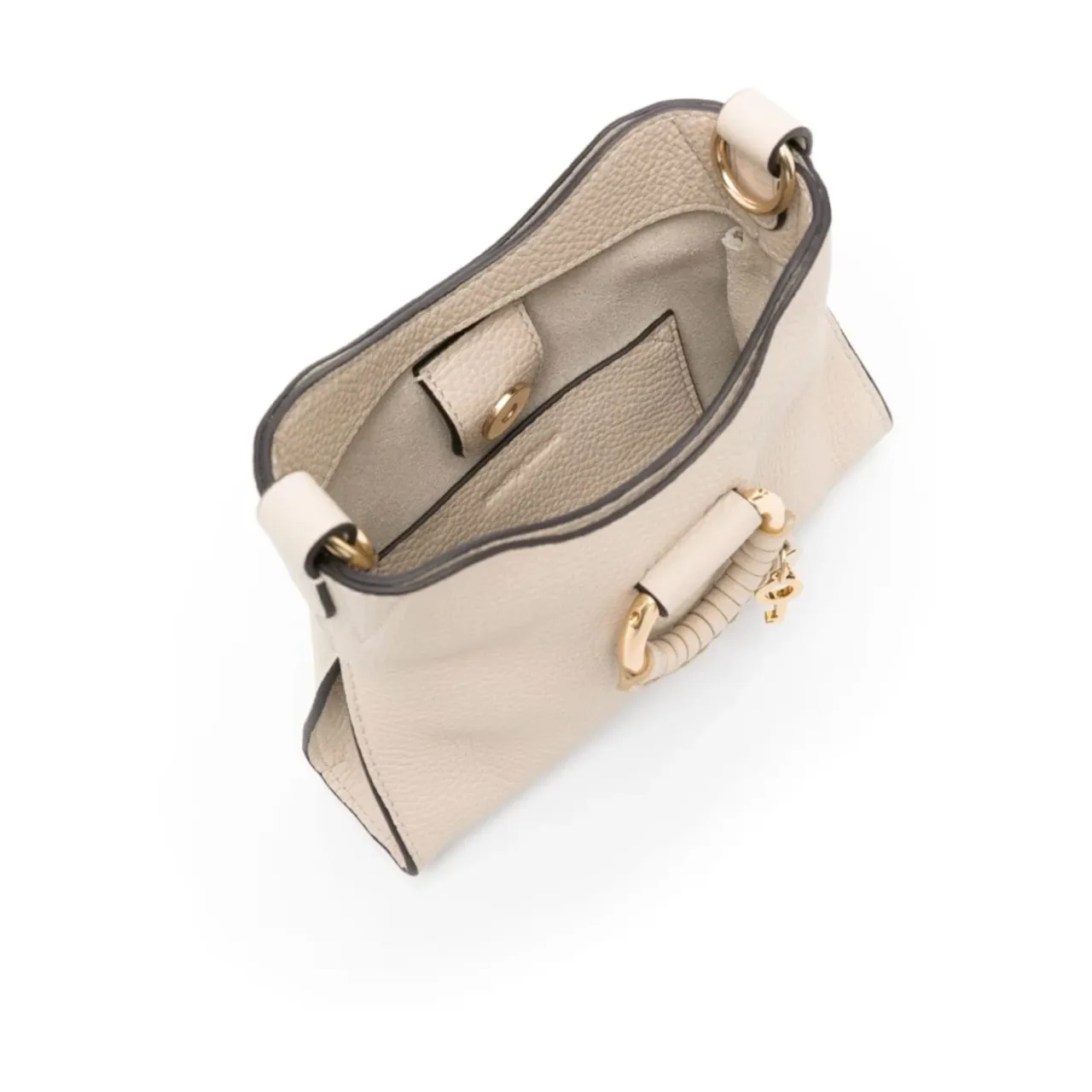See by Chloé , Pebbled Texture Beige Bag with Ring Hardware ,Beige female, Sizes: ONE SIZE