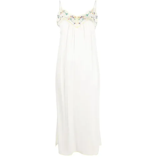 See by Chloé , Pink Embroidered Slip Dress ,White female, Sizes: