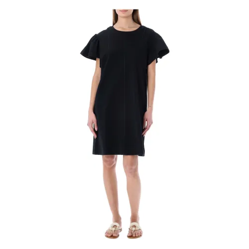 See by Chloé , Ruffle Sleeve Mini Dress Chs22Sjr15093 ,Black female, Sizes: