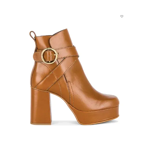 See by Chloé , Tan Leather Lyna Boots with Ankle Strap ,Brown female, Sizes: