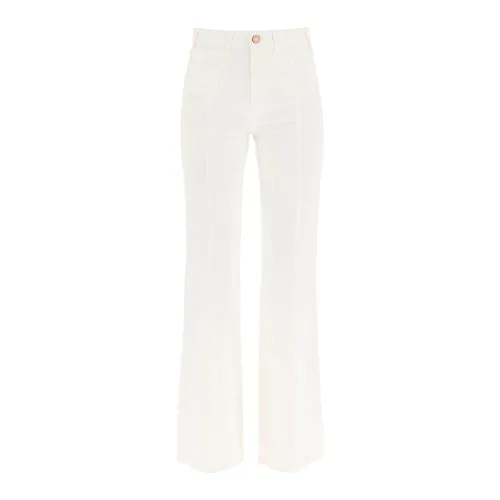 See by Chloé , White Skinny Jeans with Flower Embroidery ,White female, Sizes: