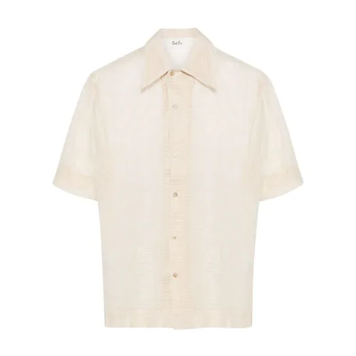 Séfr , Lightweight Cotton Knit Shirt ,Beige male, Sizes: