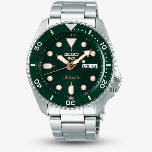 Seiko Mens 5 Sports Automatic Green Bracelet Watch SRPD63K1