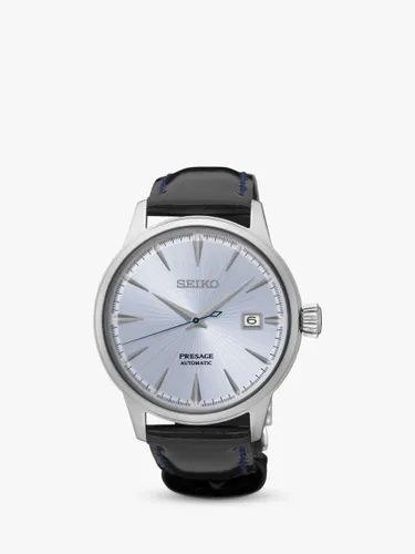Seiko Men's Presage Automatic Date Leather Strap Watch, Black/Silver SRPB46J1 - Black/Silver Srpb43j1 - Male