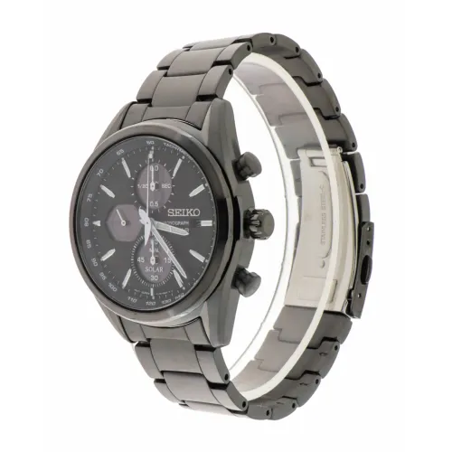 Seiko , Sport Chronograph Quartz Solar Watch ,Black female, Sizes: ONE SIZE