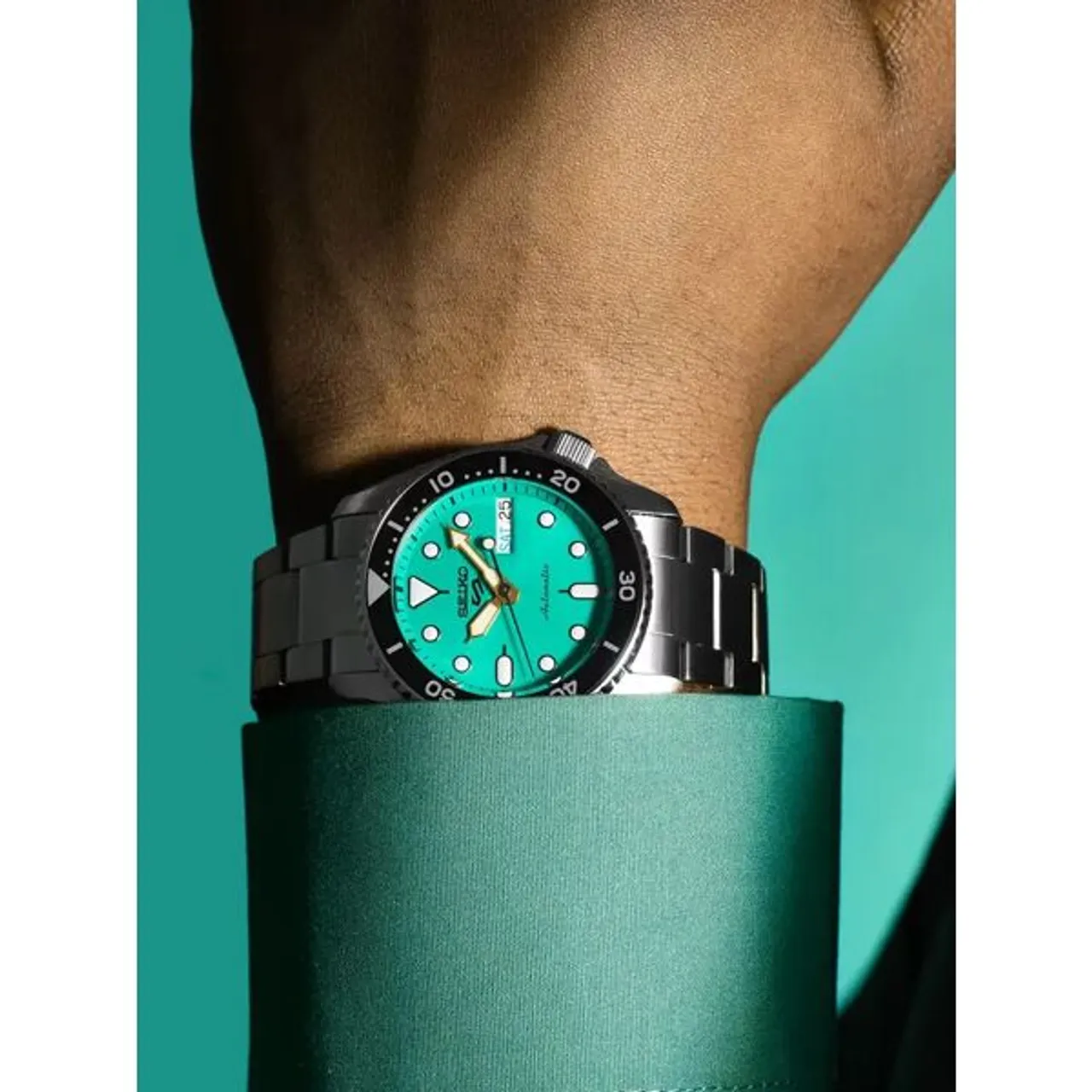 Seiko SRPK33K1 Men's 5 Sports SKX Automatic Bracelet Strap Watch, Blue/Green - Blue/Green - Male