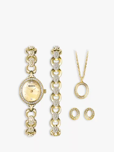 Sekonda 49020 Women's Crystal Watch, Bracelet, Pendant Necklace & Stud Earrings Jewellery Set - Gold - Female