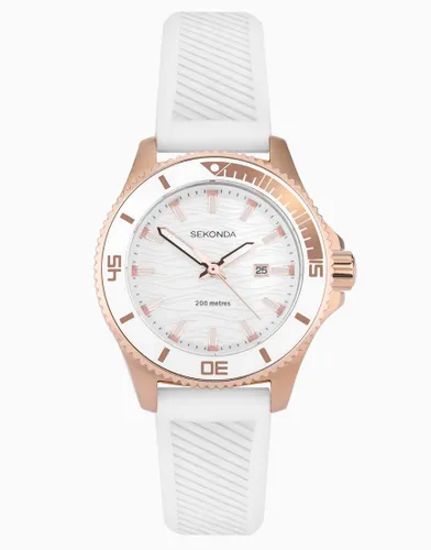 Sekonda analogue watch in white-Silver