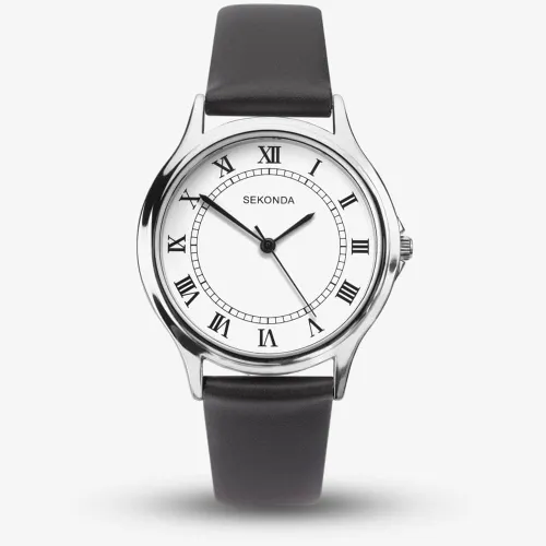 Sekonda Classic Grey Leather Strap Watch 1683