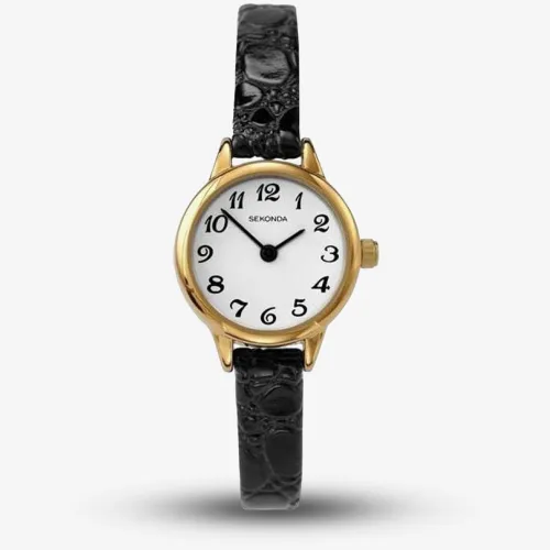 Sekonda Easy Reader Gold Plated Black Strap Watch 4473