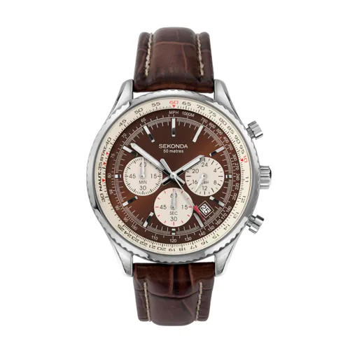 Sekonda Men's Quartz Watch with Brown Dial Chronograph