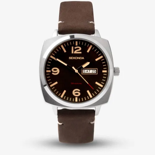 Sekonda Pilot Airborne Brown Leather Strap Watch 1988