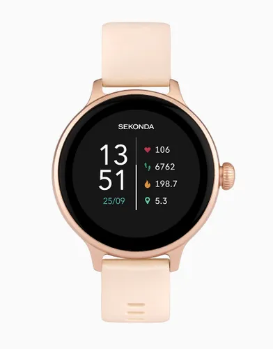 Sekonda smartwatch with silicone strap in black & rose gold