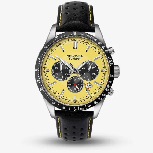 Sekonda Sports Velocity Yellow Dial Chronograph Watch 1395